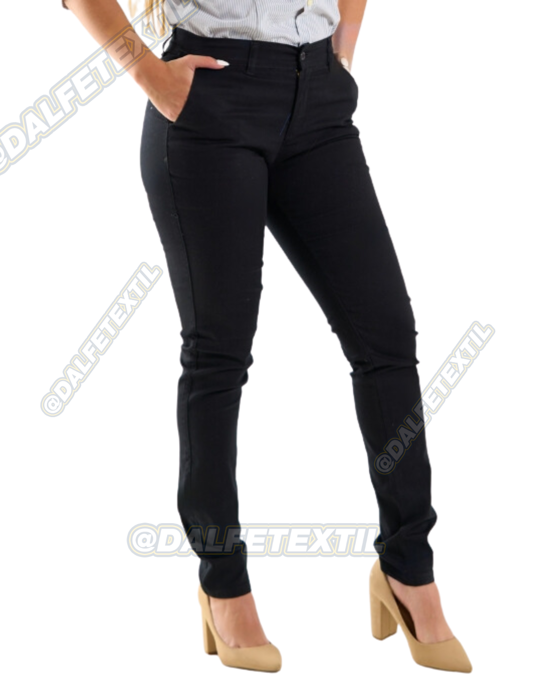 Pantalón Casual Stretch Color Negro Dama