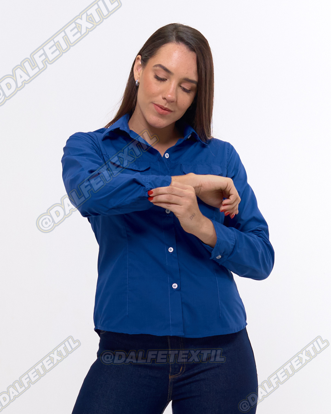 Camisa en Algodón Egipcio Manga Larga Dama