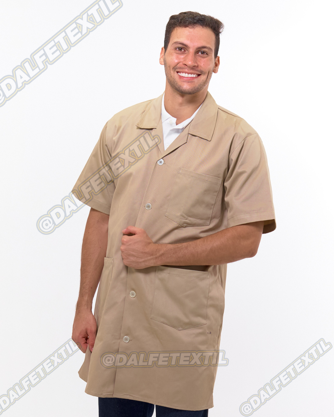 Bata Tela Drill Caballero Manga Corta